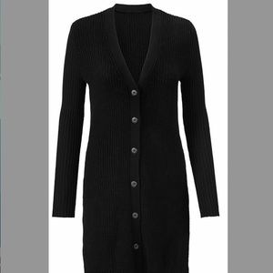 Cabi Long Sweater SMALL Cardigan Madison Black Ribbed #3715